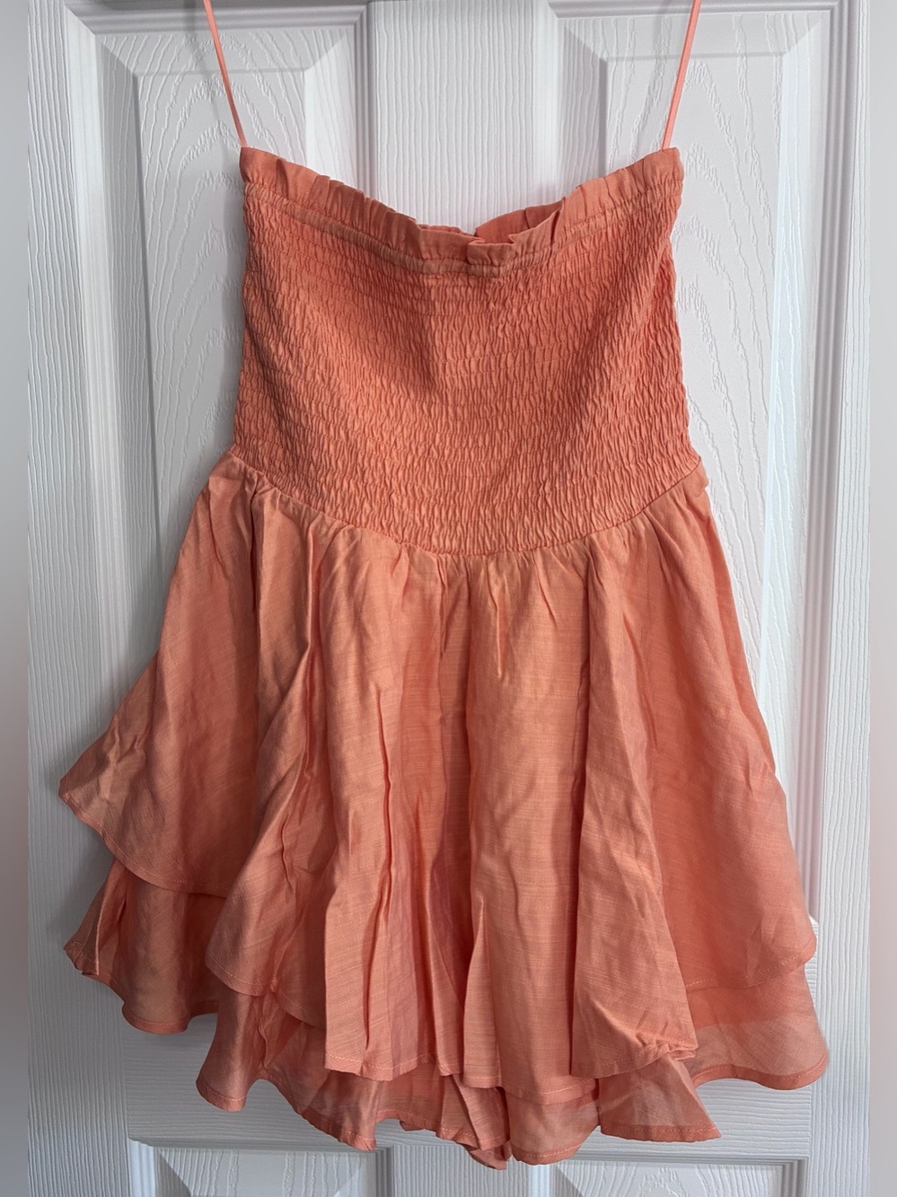 Smocked Mini Dress in Coral